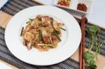 Fried Noodles With Crab Stock Photo