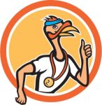 Turkey Runner Thumbs Up Cartoon Stock Photo