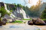 Pongour Falls  Beautiful Waterfall  In Rain Season ,dalat ,vietn Stock Photo