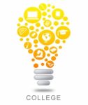 College Lightbulb Shows Power Source And Bright Stock Photo