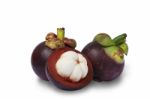 Mangosteen White Background Stock Photo