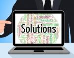 Solutions Word Represents Achievement Successful And Solve Stock Photo