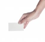 Blank Business Card In A Female Hand. Concept Stock Photo