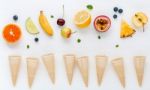 Flat Lay Various Fresh Fruits Blueberry ,strawberry ,orange ,ban Stock Photo