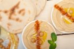 Hummus With Pita Bread Stock Photo