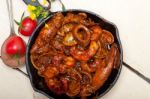 Fresh Seafoos Stew On An Iron Skillet Stock Photo