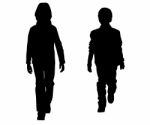 Walking Silhouette People Stock Photo