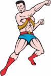 Superhero Punching Cartoon Stock Photo