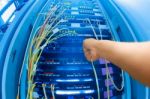 Fiber Optic With Servers In A Technology Data Center Stock Photo