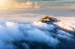 Early Morning Foggy  Sunrise On  Top Of Mountain Soft Focus Grai Stock Photo