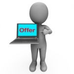 Offer Character Screen Shows Promotional Discounting And Reducti Stock Photo