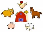 Isolated Farm Animals Stock Photo