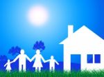 Countryside House Means Family Has Meadows Household Stock Photo