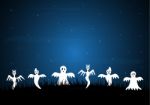 Halloween White Ghost Graveyard Stock Photo