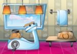 Cartoon  Illustration Interior Fitness Room With Separated Layers Stock Photo