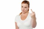 Woman Showing Middle Finger Stock Photo