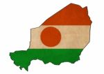 Niger Map On Niger  Flag Drawing ,grunge And Retro Flag Series Stock Photo