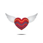 Heart With Wings Love Flat Design Icon  Illustration Stock Photo