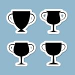 Trophy Cup Icon Set Stock Photo