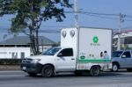 Refrigerated Container Pickup Truck Stock Photo