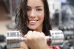 Fitness-female Lifting Weights Stock Photo