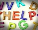 Help Written In Kids Letters Stock Photo