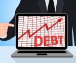 Debt Graph Chart Displays Increasing Financial Indebted Stock Photo