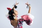 Flamenco Dancer In Beautiful Dress Stock Photo