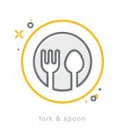 Thin Line Icons, Fork & Spoon Stock Photo