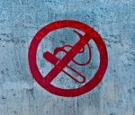 The Logo No Smoking On Steel Sheet Background Stock Photo