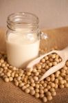 Soy Milk And Soy Beans Stock Photo