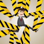 Cartoon Tangled Businessman Stock Photo