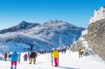 Deogyusan,korea - January 23: Tourists Taking Photos Of The Beautiful Scenery Around Deogyusan,south Korea On January 23, 2015 Stock Photo