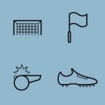 Soccer Line Icon Set Stock Photo