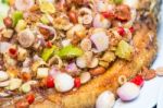 Fried Fish Salad Stock Photo