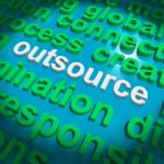 Outsource Word Cloud Shows Subcontract And Freelance Stock Photo