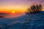 Sunrise On Deogyusan Mountains Covered With Snow In Winter,south Korea Stock Photo