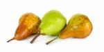 Green And Brown Pear Isolated On A White Stock Photo