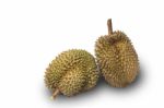 Durian On White Background Stock Photo