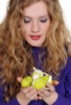 Woman With Easter Eggs Stock Photo