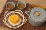 Chinese Moon Cake With Tea Ceremony Stock Photo