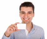 Man Holding Card Stock Photo