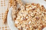 Bowl Of Muesli For Breakfast Stock Photo