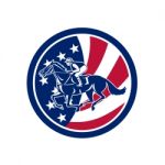 American Jockey Horse Racing Usa Flag Icon Stock Photo