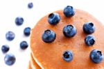 Stack Of Pancakes With Fresh Blueberries Stock Photo