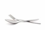 Fork And Spoon Isolated On White Background Stock Photo