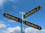 Solution 1 2 Or 3 signpost Stock Photo