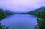 Cradle Mountain In Tasmania On A Cloudy Day Stock Photo