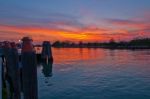 Italy Venice Burano Island Sunset Stock Photo