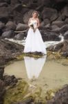 Bride At Snapper Rock Beach In New South Wales Stock Photo